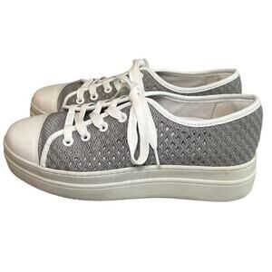 J/SLIDES Gray Natasha Crochet Platform Sneaker, Size 7